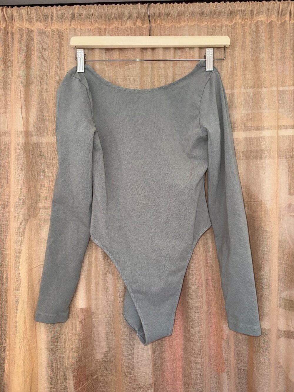 Los Angeles Apparel Garment Dye Long Sleeve Boatneck Dance Bodysuit, Size M